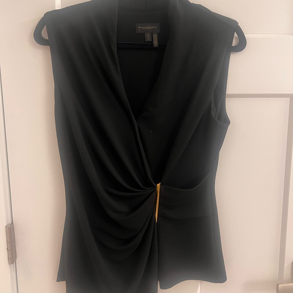 Donna Karen Black Drape Blouse